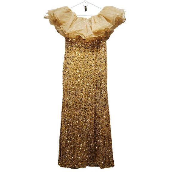 Gold Sequin Off-Shoulder Evening Womens Size 2XL By Dasmzper - Picture 9 of 9